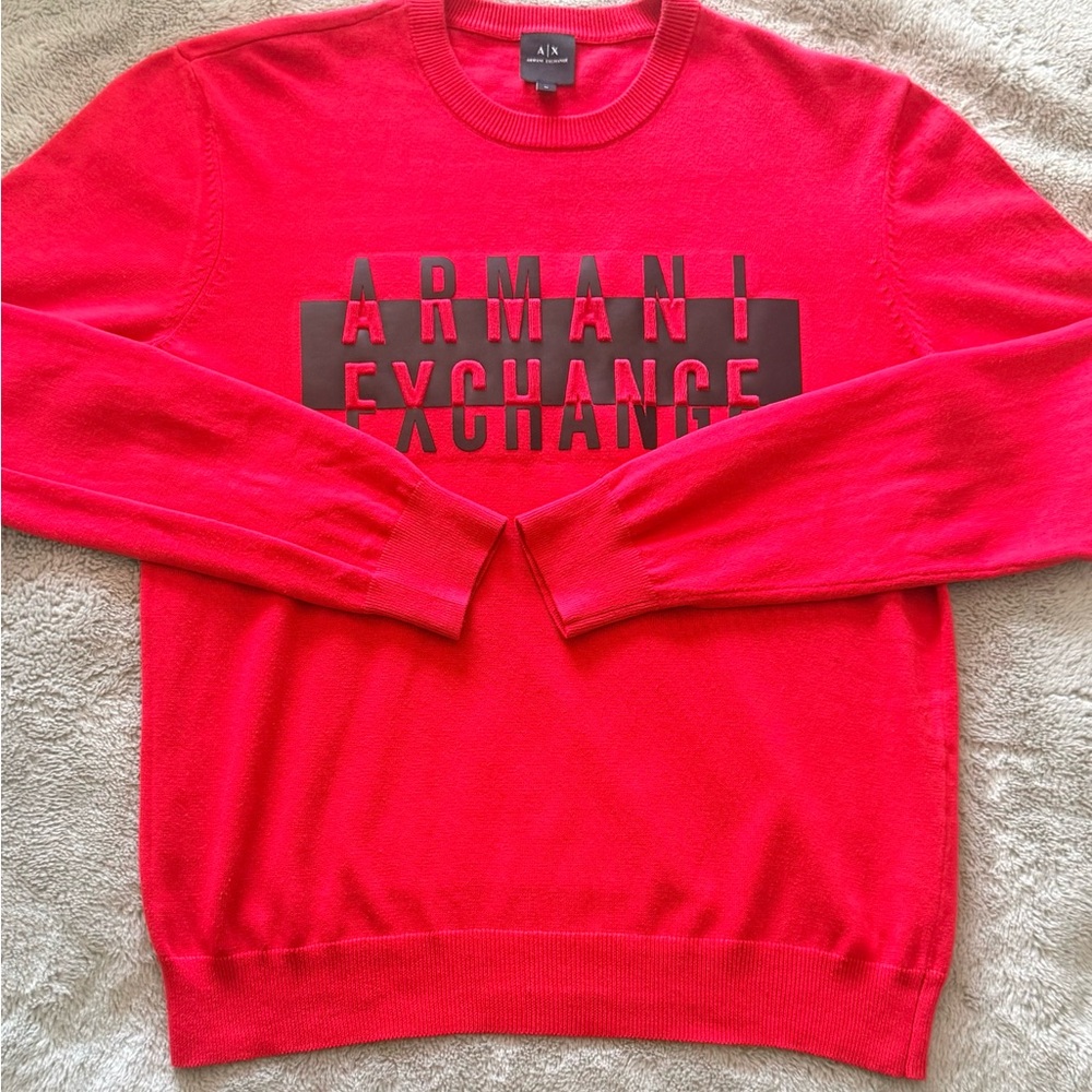 Armani Exchange A|X Red Crewneck Sweater Logo Graphic Men’s Size Medium